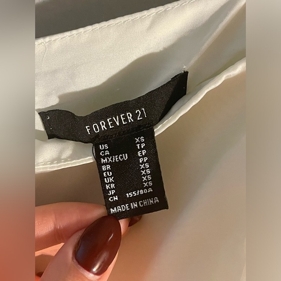 Cream/White Puff-Sleeve Babydoll Mini Dress Forever 21 - Picture 4 of 13